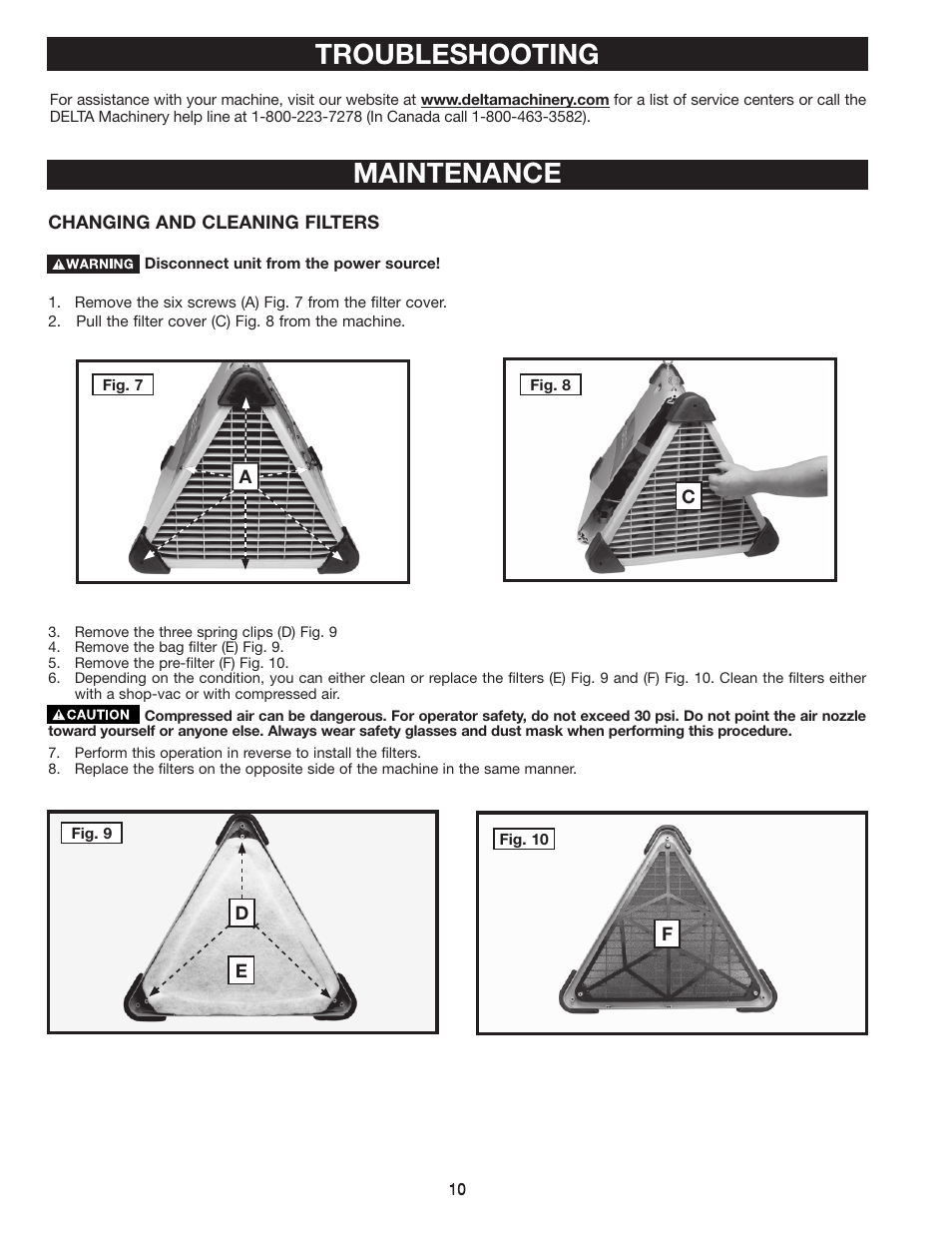 Maintenance, Troubleshooting | Delta AP-100 User Manual | Page 10 / 36