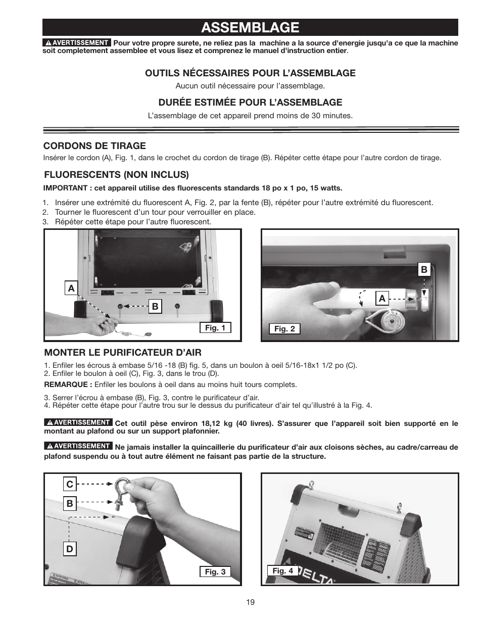 Assemblage | Delta AP-100 User Manual | Page 19 / 36