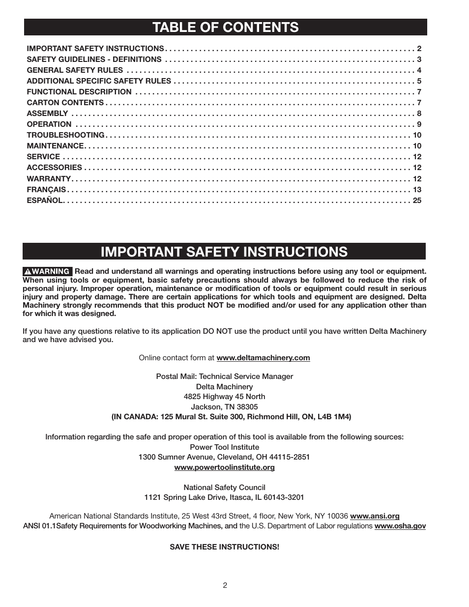 Delta AP-100 User Manual | Page 2 / 36