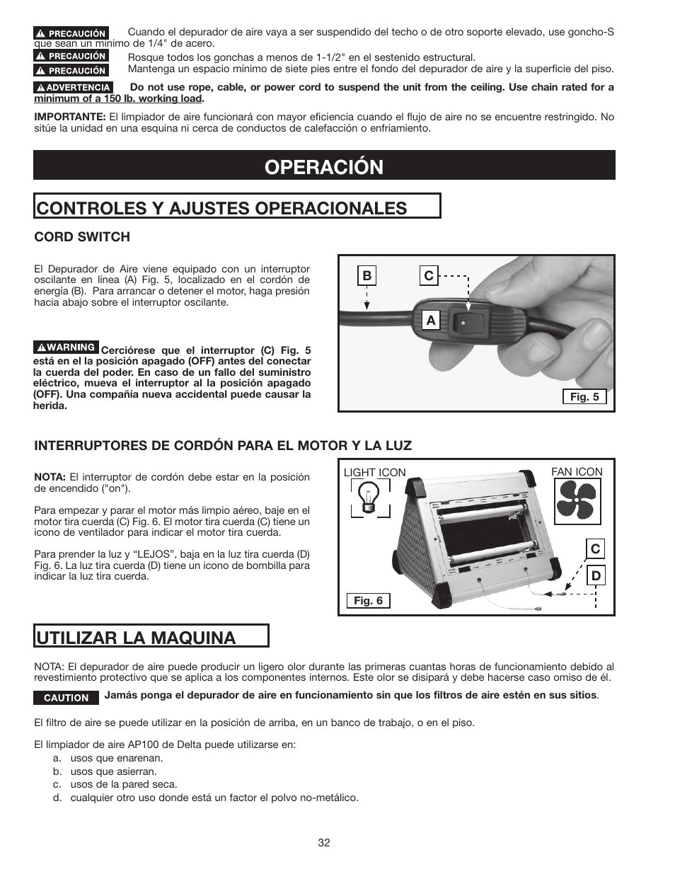 Operación | Delta AP-100 User Manual | Page 32 / 36