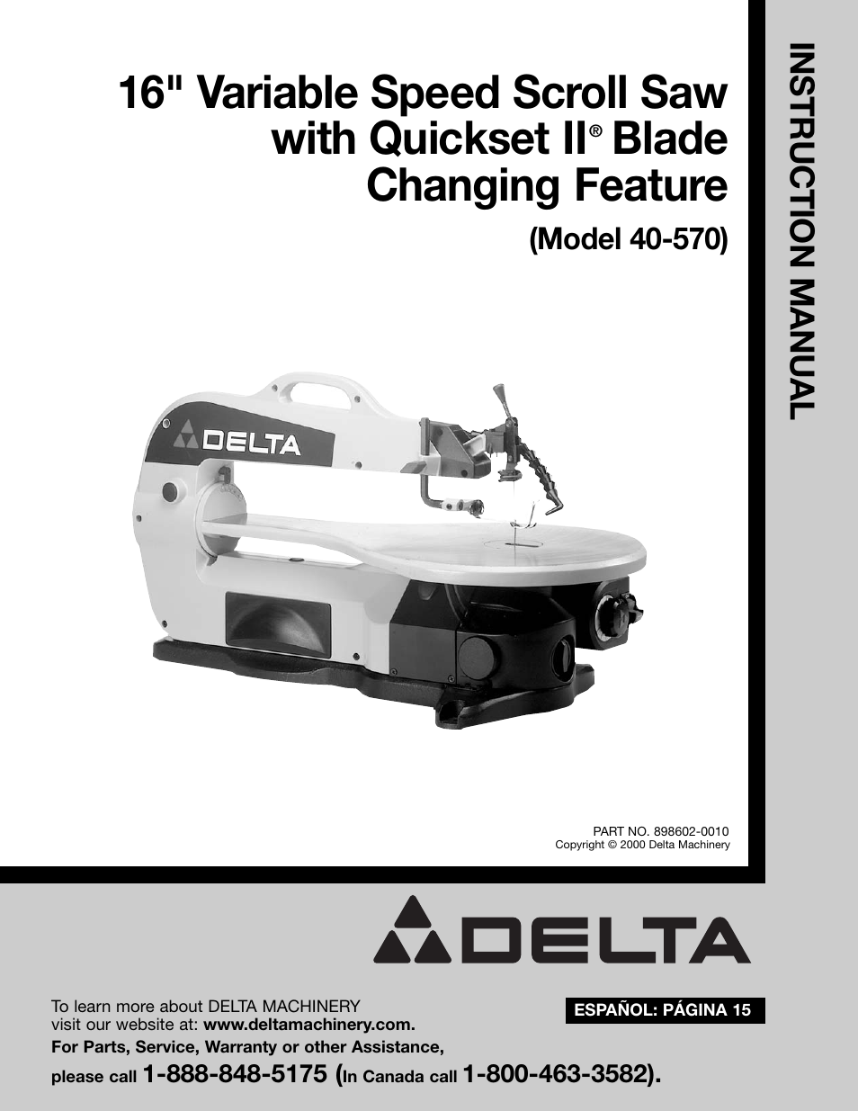 Delta 40-570 User Manual | 14 pages