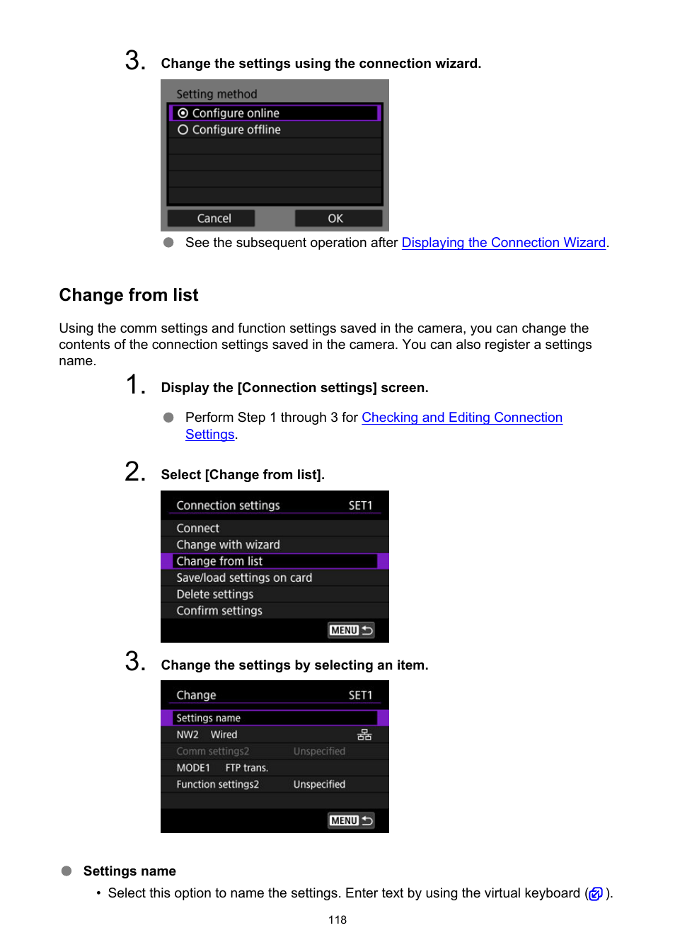 Change from list | Canon WFT-R10A Wireless File Transmitter for EOS R5 C & R5 Mirrorless Camera User Manual | Page 118 / 176