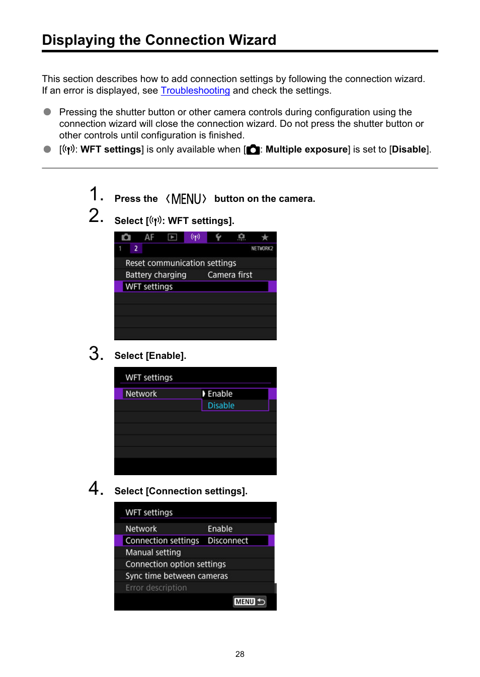 Displaying the connection wizard | Canon WFT-R10A Wireless File Transmitter for EOS R5 C & R5 Mirrorless Camera User Manual | Page 28 / 176