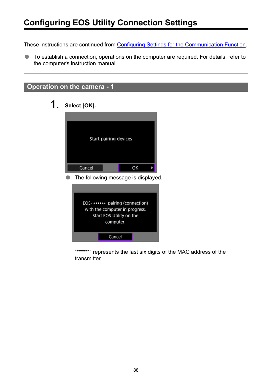 Configuring eos utility connection settings | Canon WFT-R10A Wireless File Transmitter for EOS R5 C & R5 Mirrorless Camera User Manual | Page 88 / 176