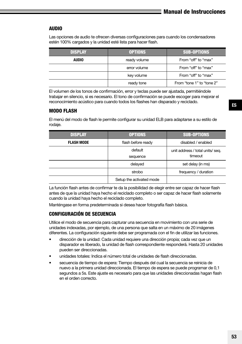 Manual de instrucciones | Elinchrom Plug-In Flashtube Pro 400 for Quadra Pro and Quadra S Heads User Manual | Page 54 / 110