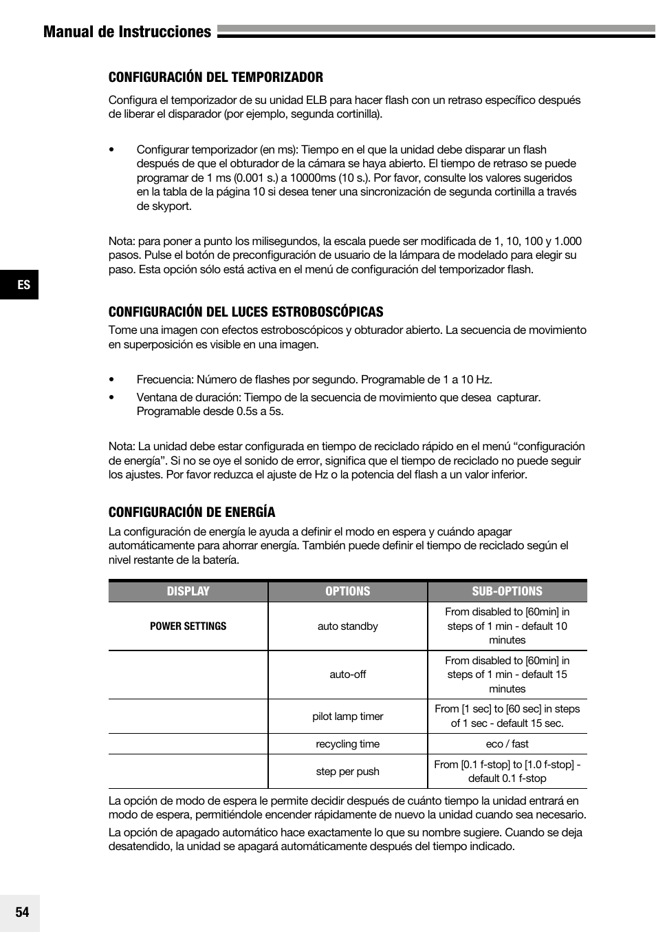 Manual de instrucciones | Elinchrom Plug-In Flashtube Pro 400 for Quadra Pro and Quadra S Heads User Manual | Page 55 / 110
