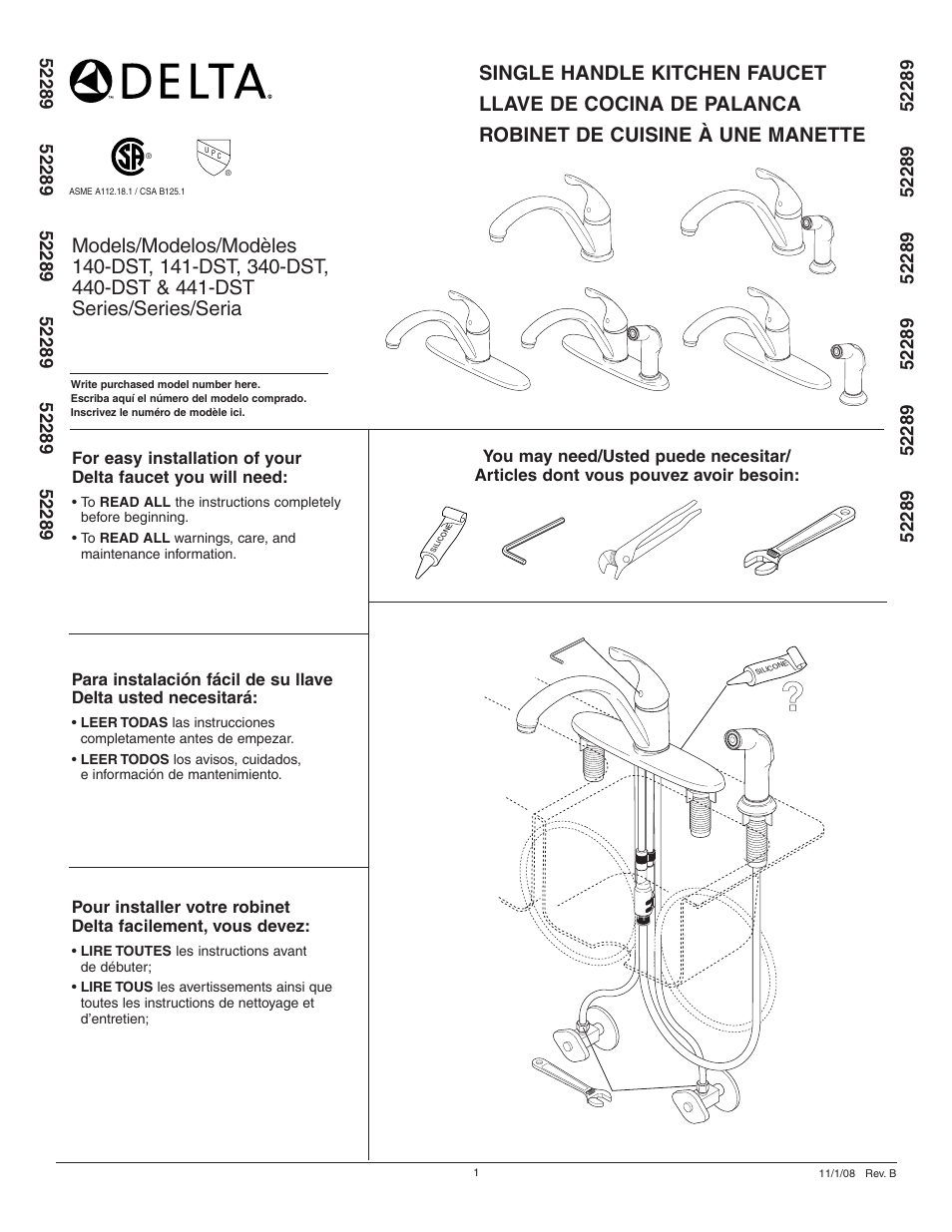 Delta 441-DST Series User Manual | 12 pages