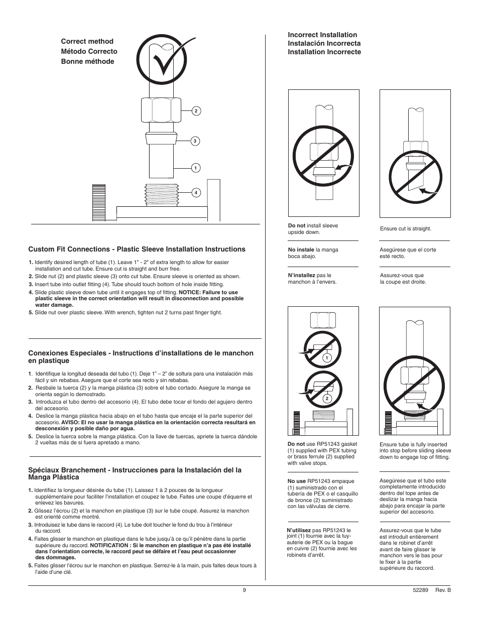 Correct method método correcto bonne méthode | Delta 441-DST Series User Manual | Page 9 / 12