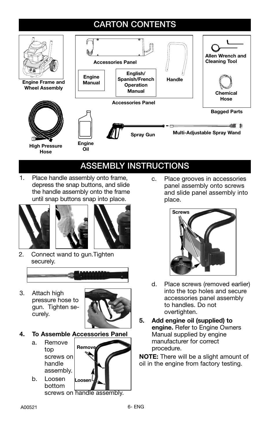 Carton contents, Assembly instructions | Delta DTH2450 User Manual | Page 6 / 16