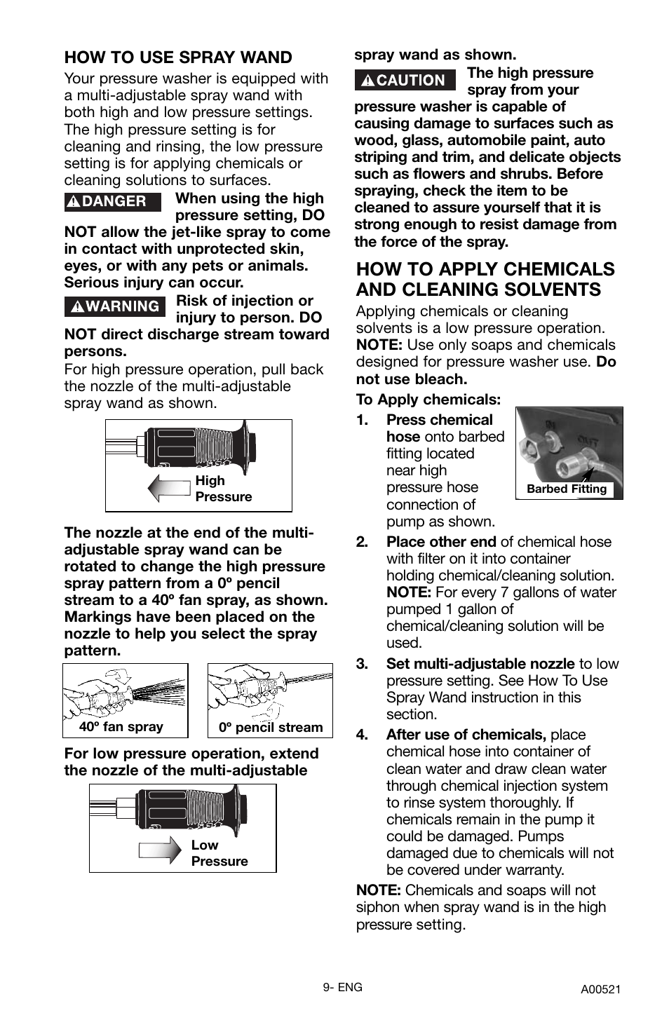 How to apply chemicals and cleaning solvents, How to use spray wand | Delta DTH2450 User Manual | Page 9 / 16