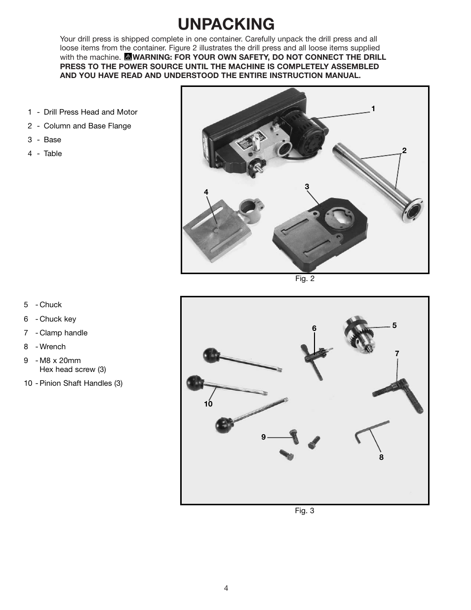 Unpacking | Delta 900585 User Manual | Page 4 / 16