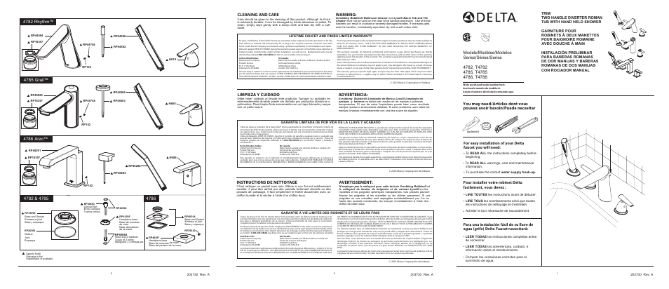 Delta 4785 Series User Manual | 3 pages