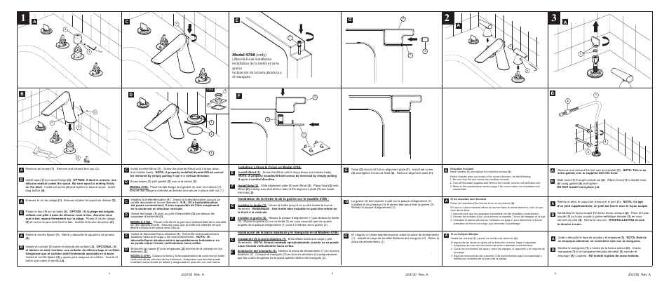 Ba g c, Model 4786 (only), Ef d | Delta 4785 Series User Manual | Page 2 / 3