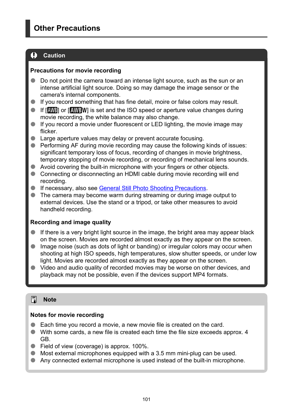 Other precautions | Canon PowerShot V10 Vlog Camera (Black) User Manual | Page 101 / 288