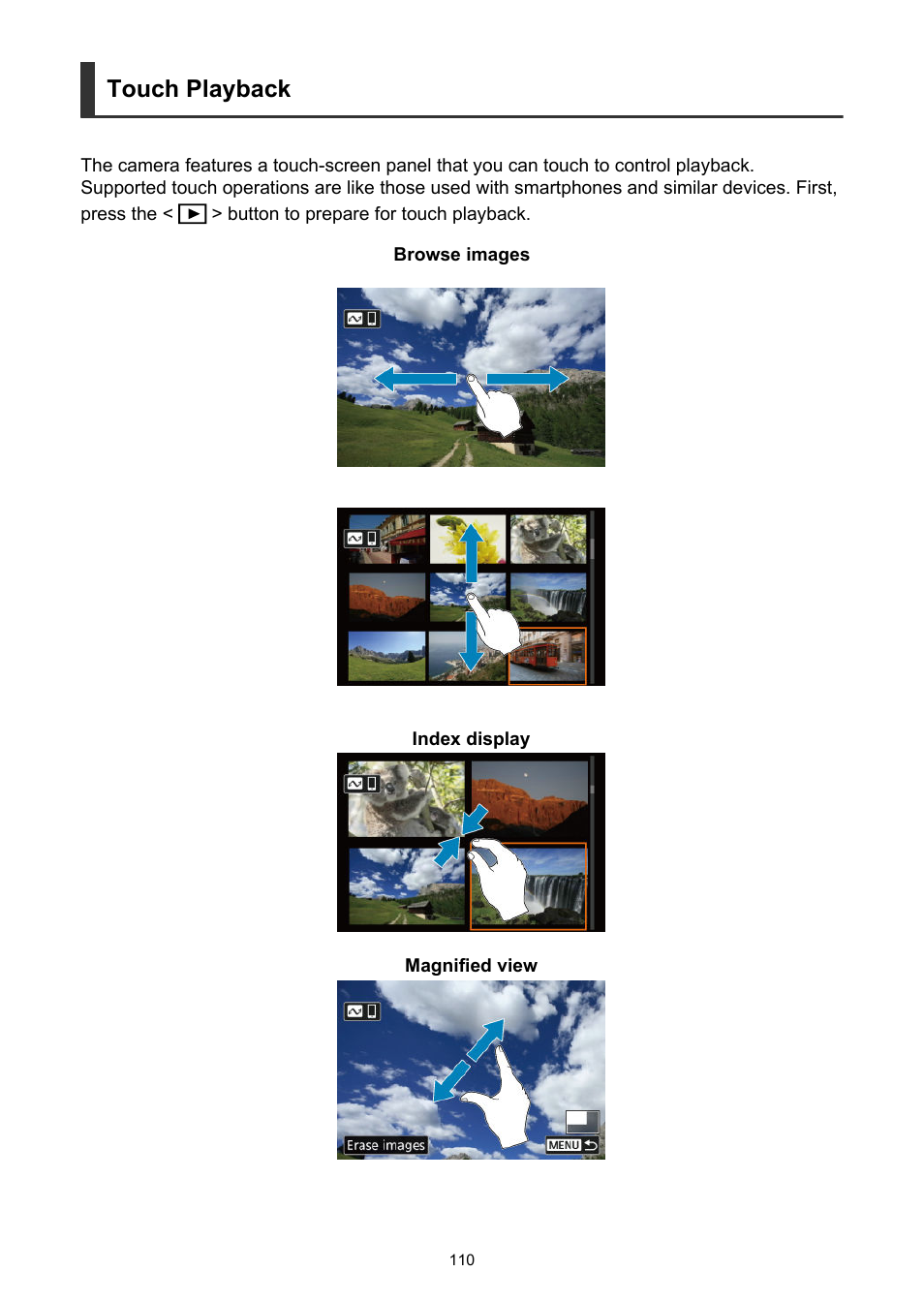 Touch playback | Canon PowerShot V10 Vlog Camera (Black) User Manual | Page 110 / 288