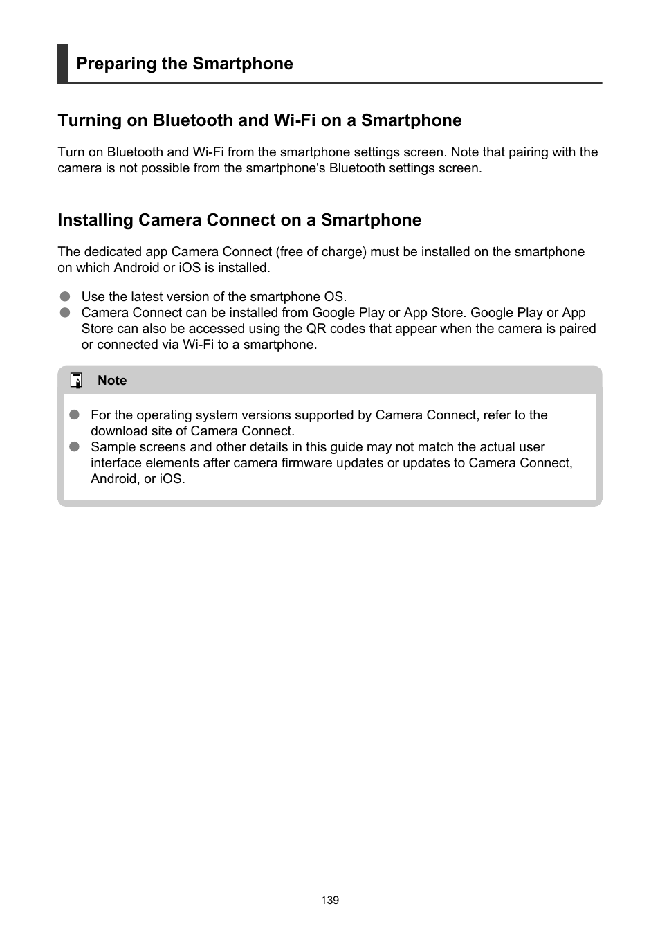 Preparing the smartphone, Installing camera connect on a smartphone | Canon PowerShot V10 Vlog Camera (Black) User Manual | Page 139 / 288