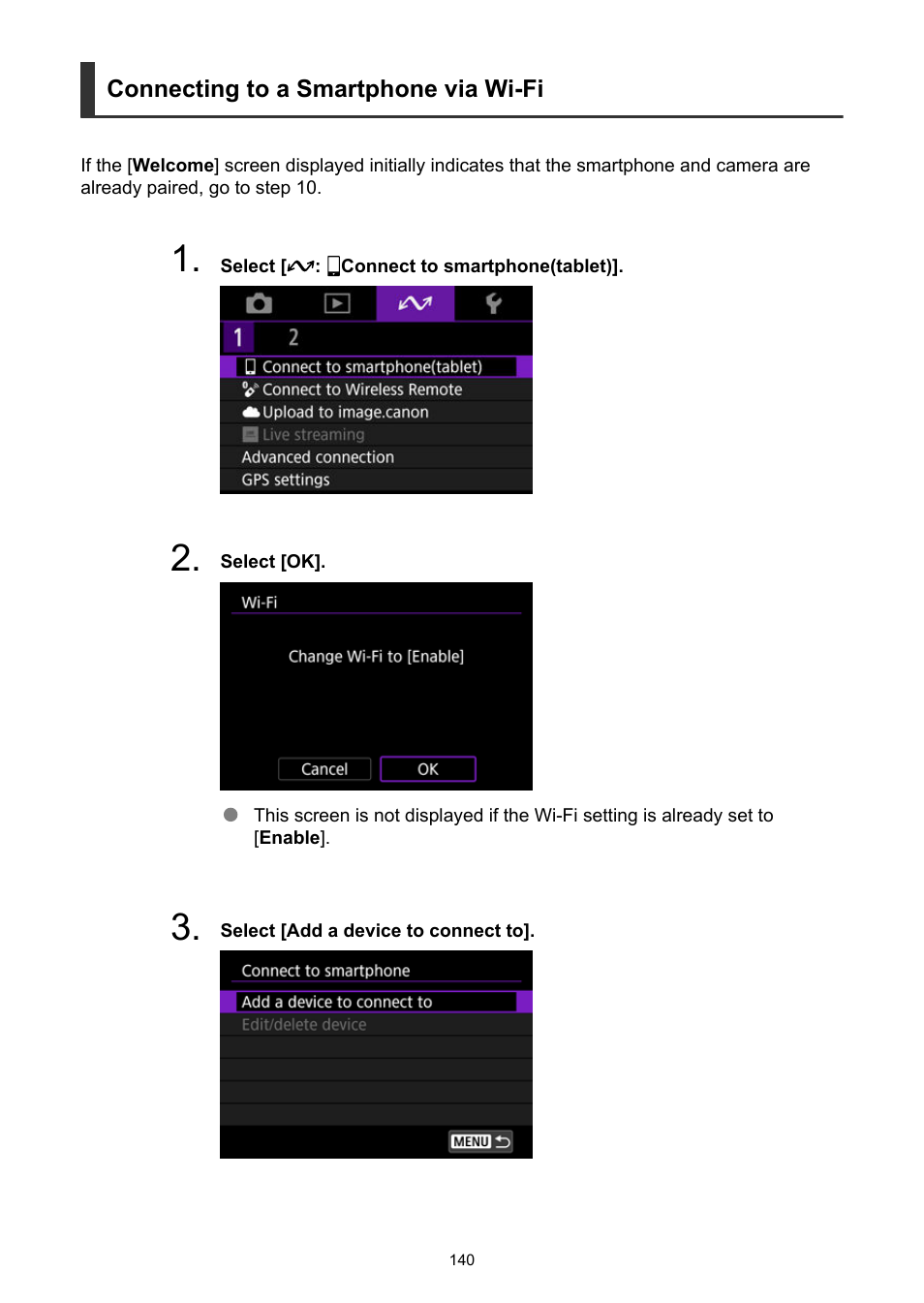 Connecting to a smartphone via wi-fi | Canon PowerShot V10 Vlog Camera (Black) User Manual | Page 140 / 288