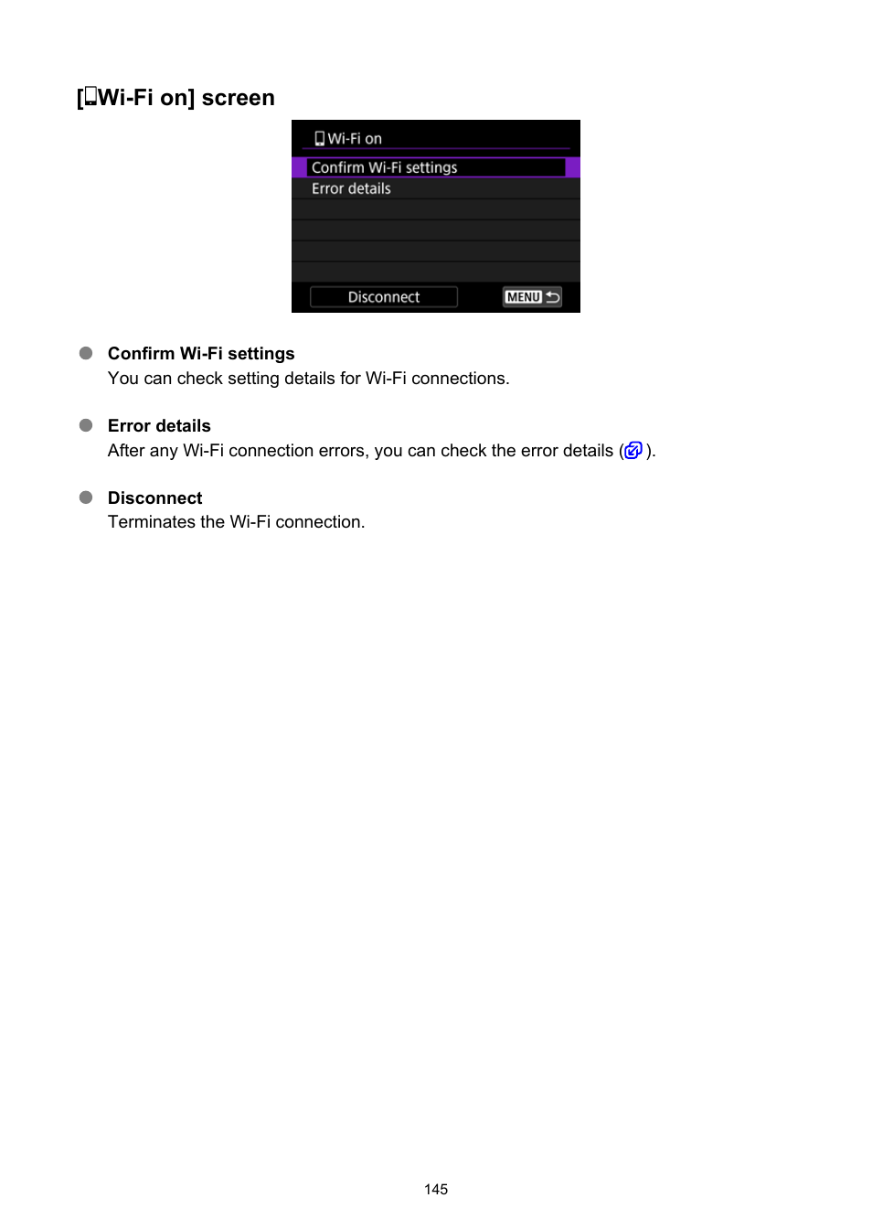 Wi-fi on] screen | Canon PowerShot V10 Vlog Camera (Black) User Manual | Page 145 / 288