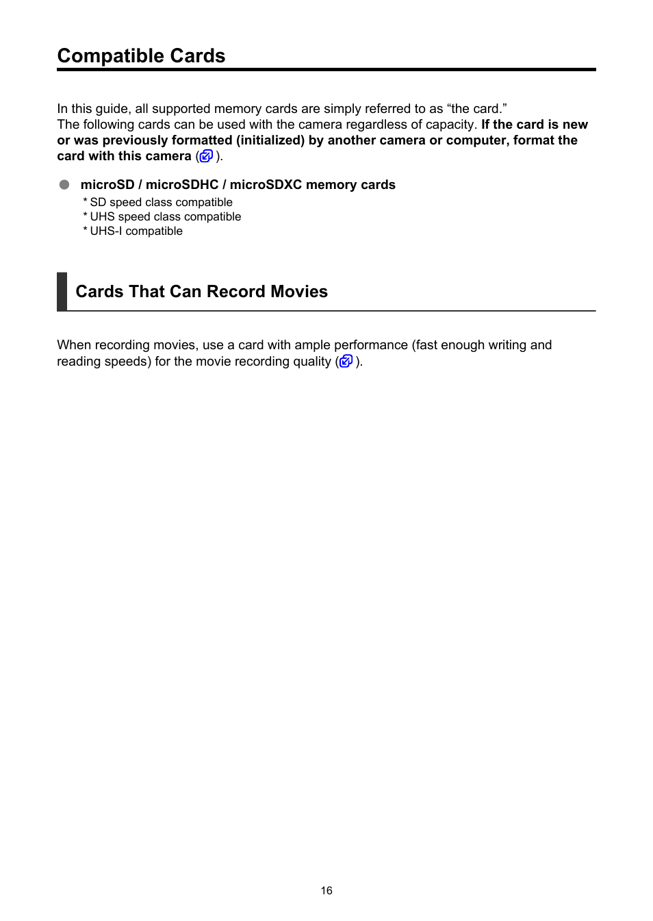 Compatible cards, Cards that can record movies | Canon PowerShot V10 Vlog Camera (Black) User Manual | Page 16 / 288