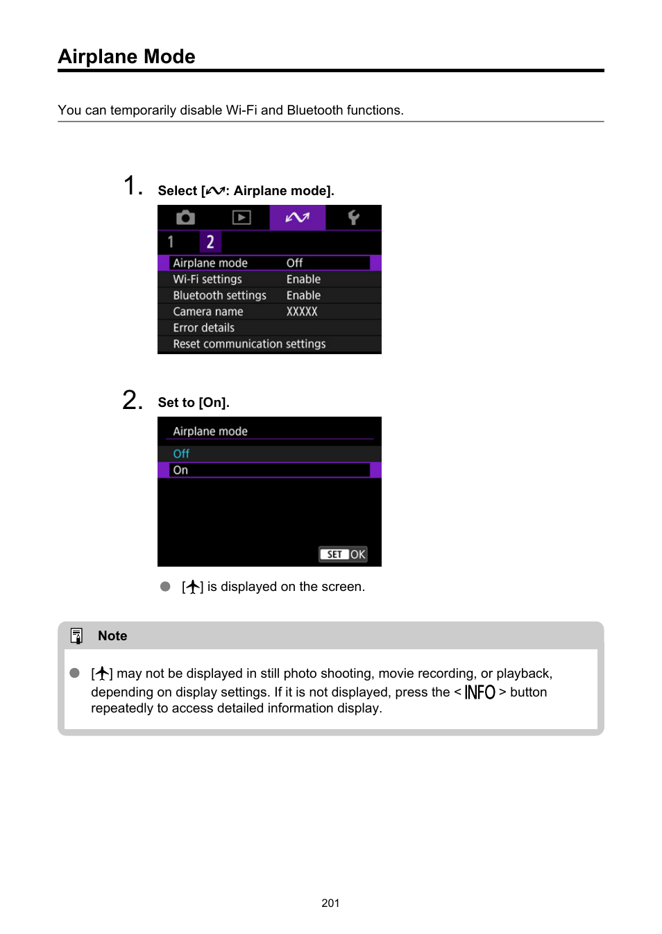 Airplane mode | Canon PowerShot V10 Vlog Camera (Black) User Manual | Page 201 / 288