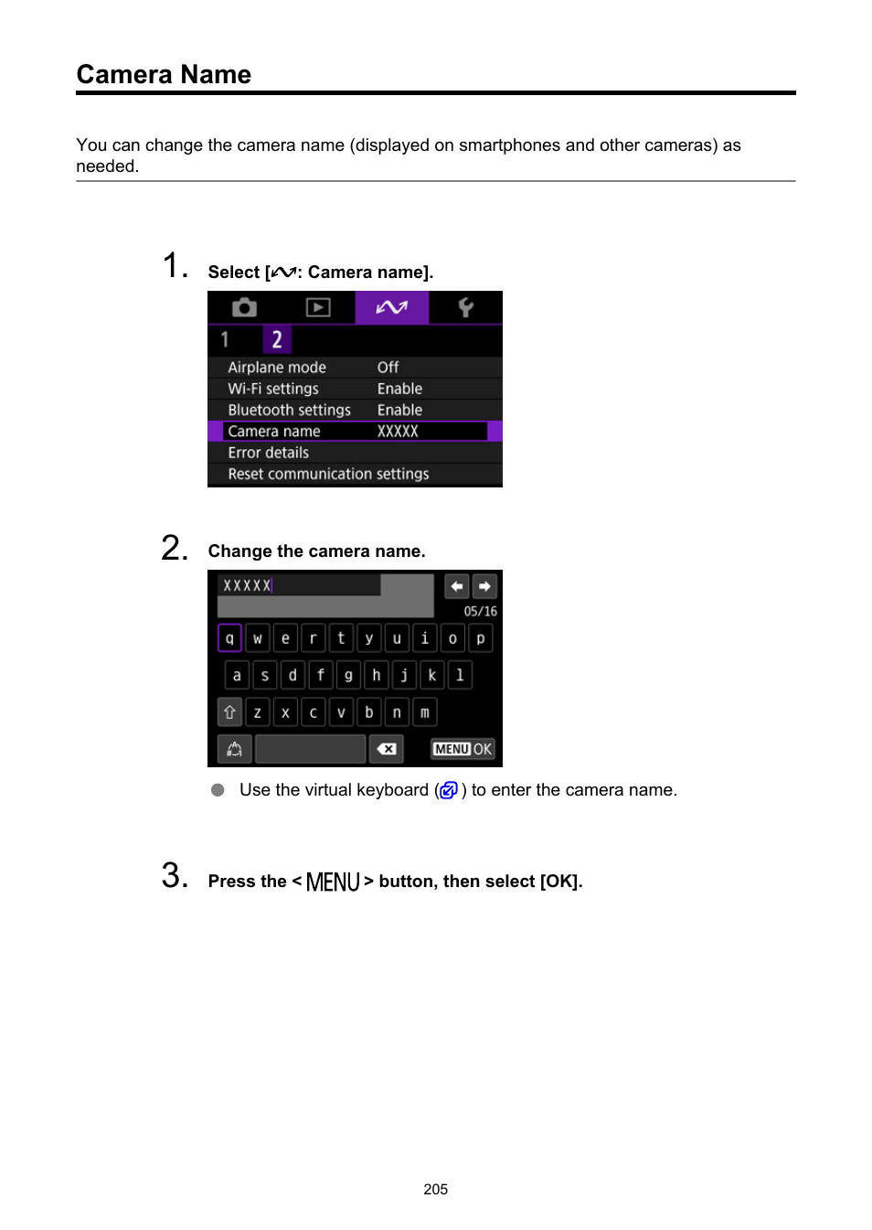 Camera name | Canon PowerShot V10 Vlog Camera (Black) User Manual | Page 205 / 288