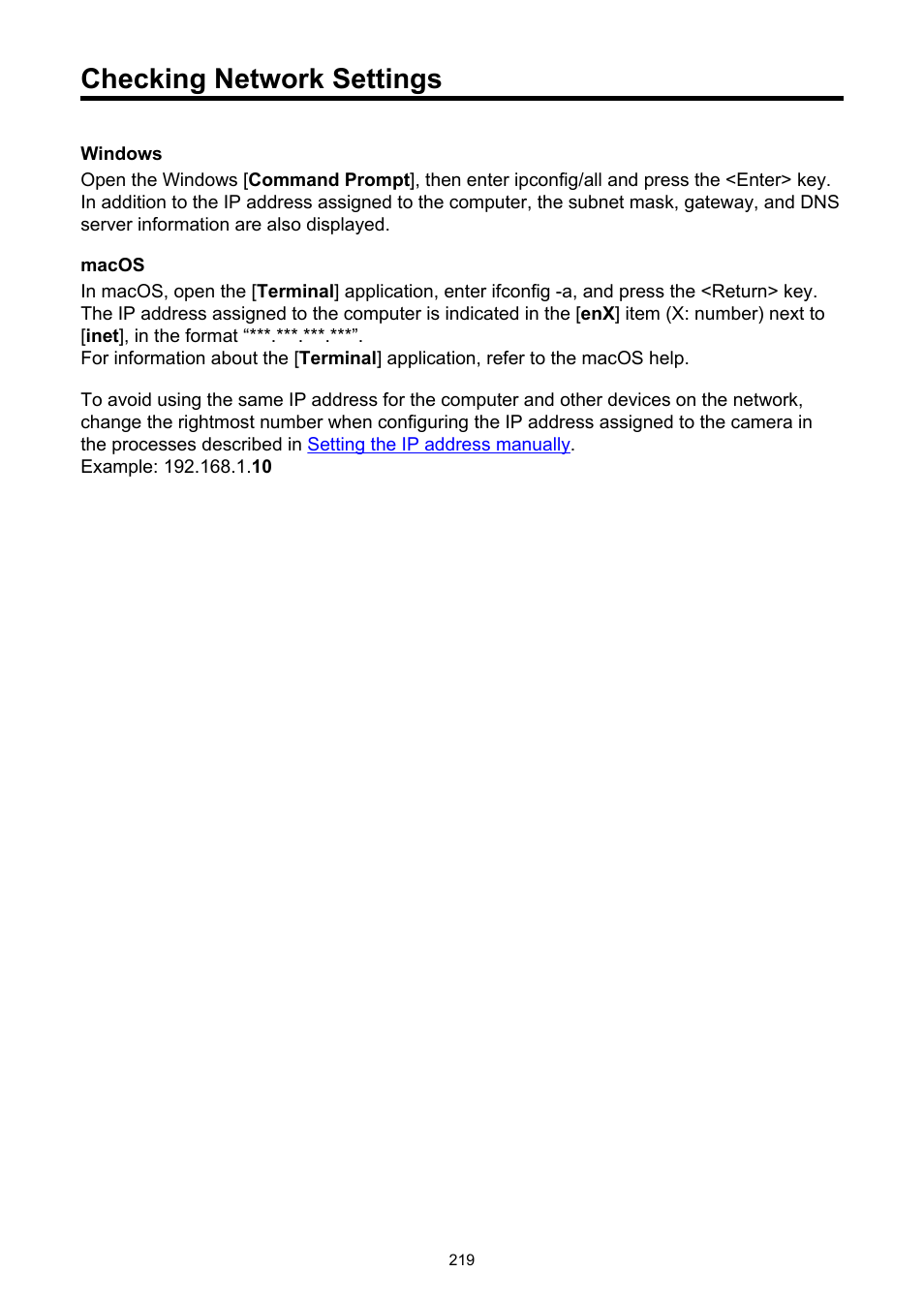 Checking network settings | Canon PowerShot V10 Vlog Camera (Black) User Manual | Page 219 / 288