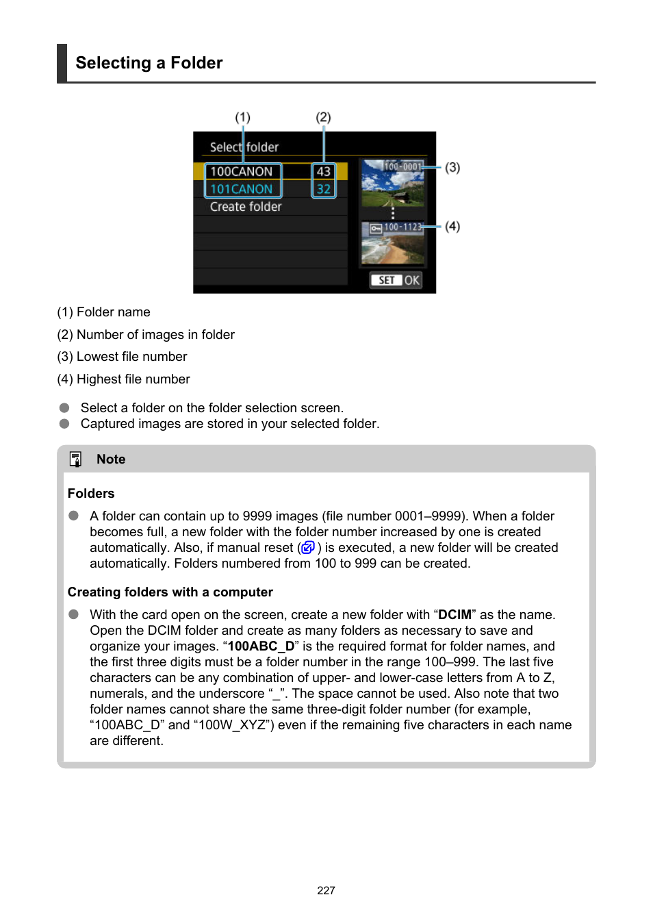 Select folder, Selecting a folder | Canon PowerShot V10 Vlog Camera (Black) User Manual | Page 227 / 288