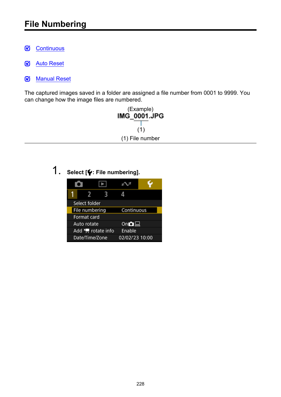 File numbering | Canon PowerShot V10 Vlog Camera (Black) User Manual | Page 228 / 288