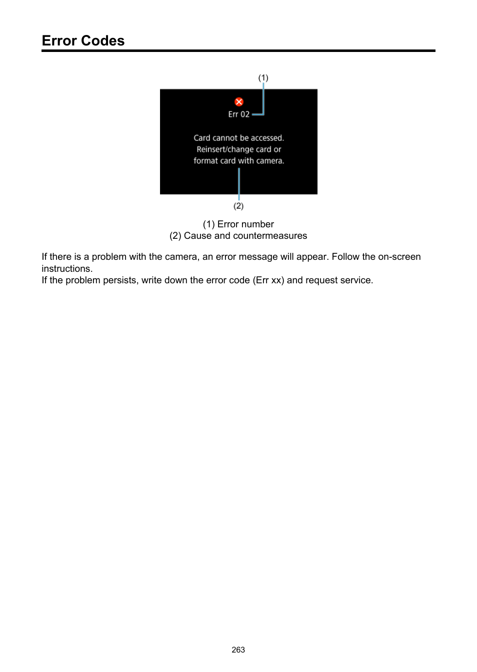 Error codes | Canon PowerShot V10 Vlog Camera (Black) User Manual | Page 263 / 288