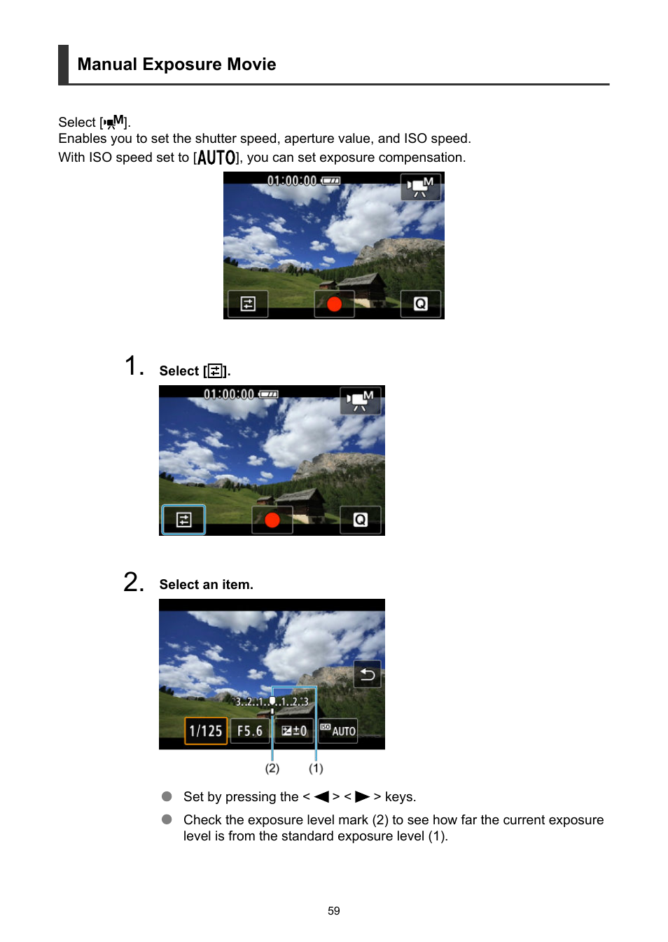 Manual exposure movie | Canon PowerShot V10 Vlog Camera (Black) User Manual | Page 59 / 288