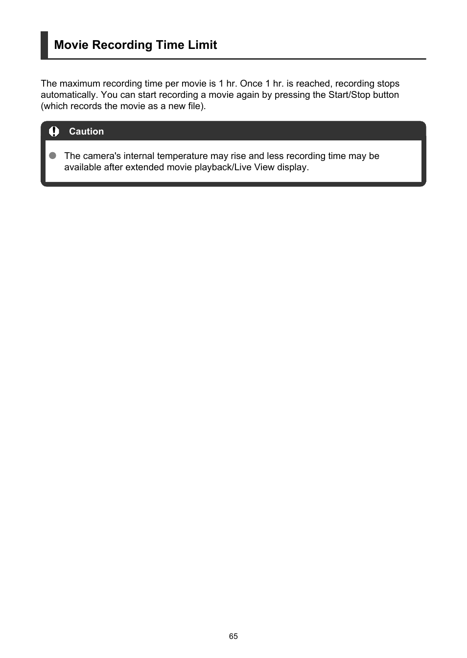 Movie recording time limit | Canon PowerShot V10 Vlog Camera (Black) User Manual | Page 65 / 288