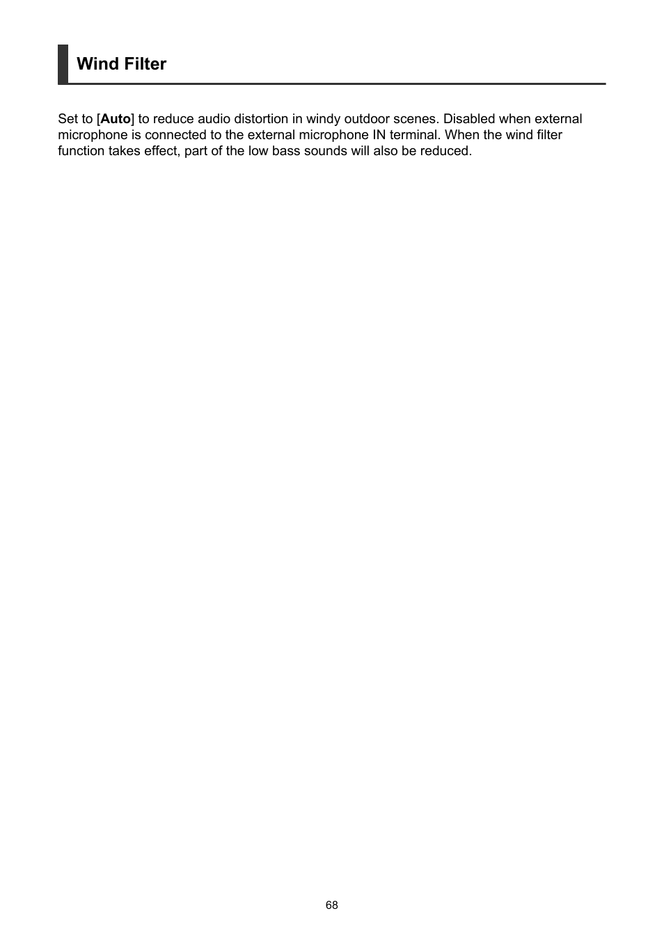 Wind filter | Canon PowerShot V10 Vlog Camera (Black) User Manual | Page 68 / 288