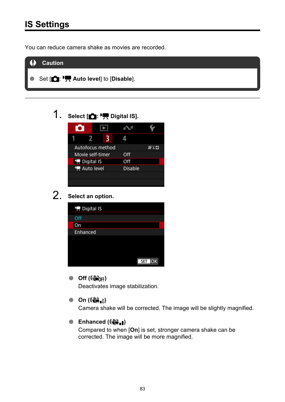 Is settings, Digital is | Canon PowerShot V10 Vlog Camera (Black) User Manual | Page 83 / 288