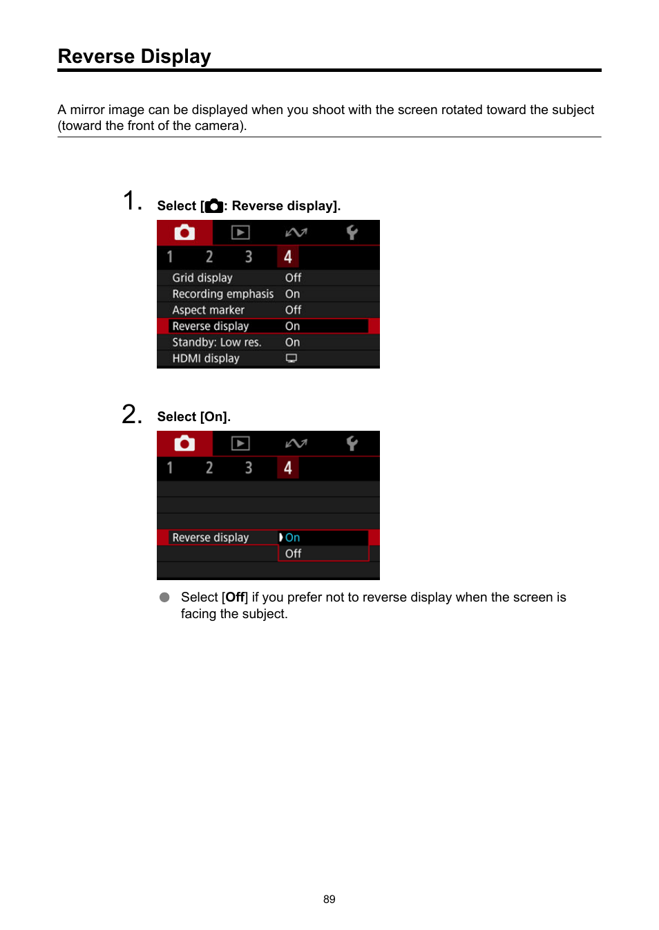 Reverse display | Canon PowerShot V10 Vlog Camera (Black) User Manual | Page 89 / 288