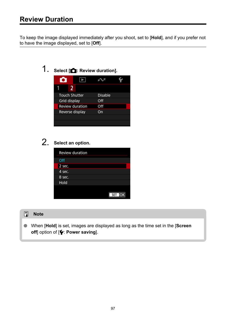 Review duration | Canon PowerShot V10 Vlog Camera (Black) User Manual | Page 97 / 288
