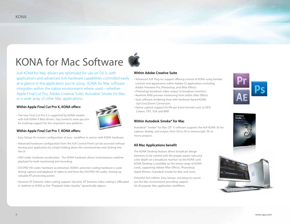 Kona for mac software | AJA KONA LHi Capture Card User Manual | Page 4 / 12