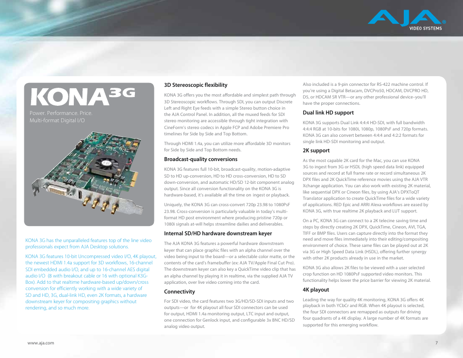 AJA KONA LHi Capture Card User Manual | Page 7 / 12