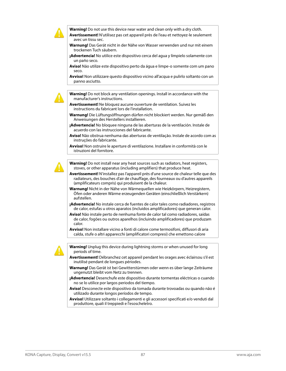 AJA KONA 4 PCI-E Video I/O Card (HDMI Output, Cable Included) User Manual | Page 87 / 94