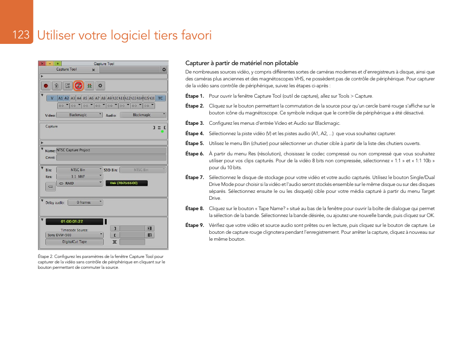 Utiliser votre logiciel tiers favori | Blackmagic Design DeckLink Studio 4K Capture & Playback Card User Manual | Page 123 / 295