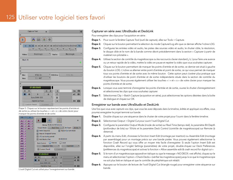 Utiliser votre logiciel tiers favori | Blackmagic Design DeckLink Studio 4K Capture & Playback Card User Manual | Page 125 / 295