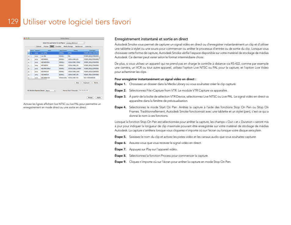 Utiliser votre logiciel tiers favori | Blackmagic Design DeckLink Studio 4K Capture & Playback Card User Manual | Page 129 / 295