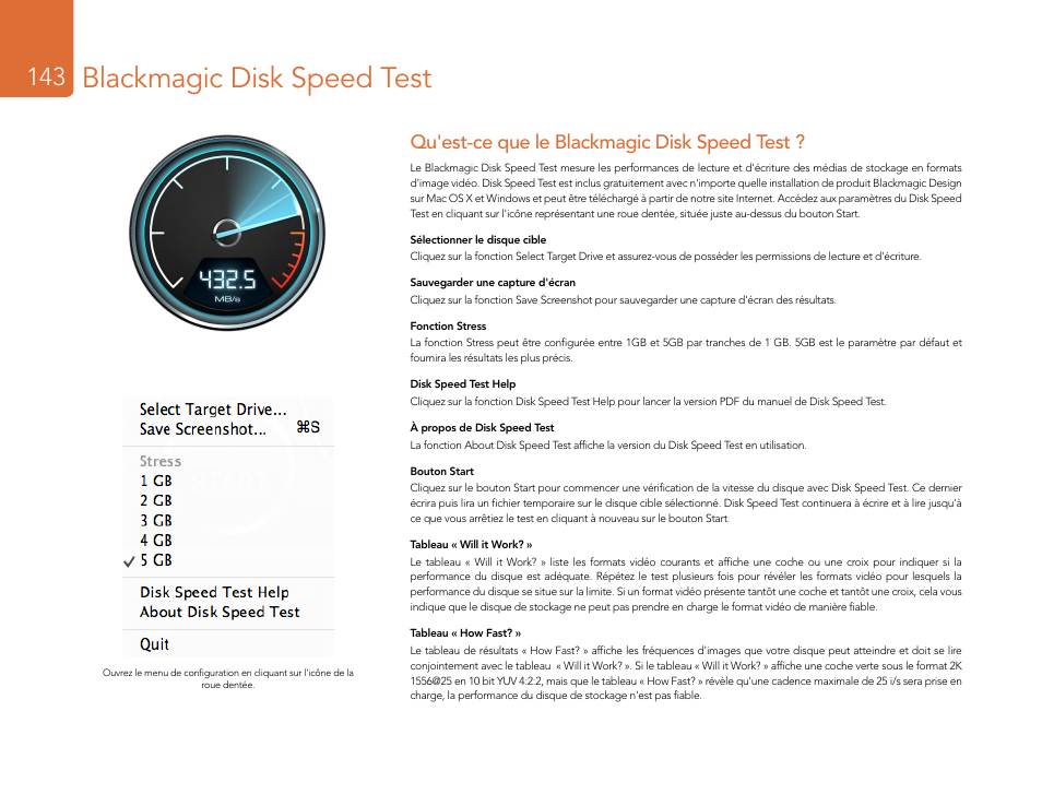 Blackmagic disk speed test, Qu'est-ce que le blackmagic disk speed test | Blackmagic Design DeckLink Studio 4K Capture & Playback Card User Manual | Page 143 / 295