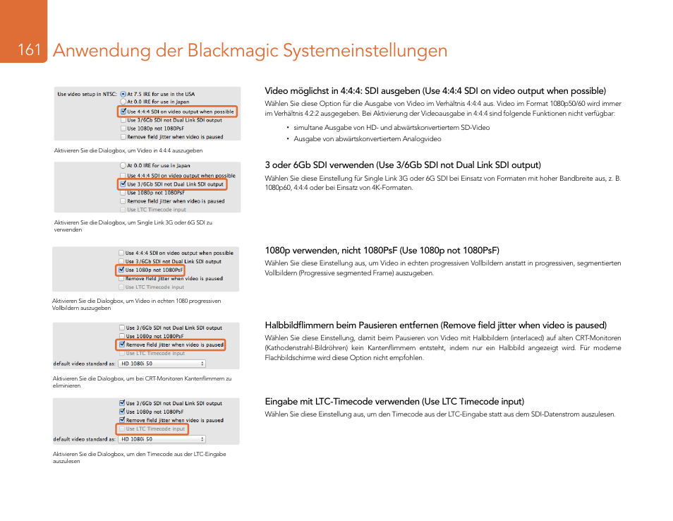 Anwendung der blackmagic systemeinstellungen | Blackmagic Design DeckLink Studio 4K Capture & Playback Card User Manual | Page 161 / 295