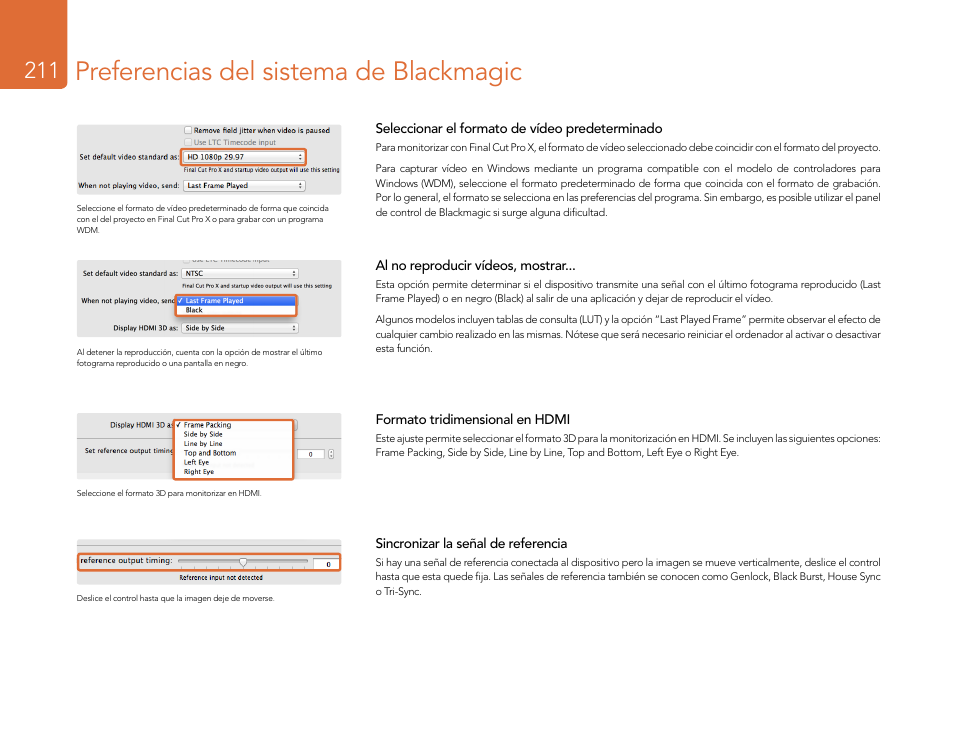 Preferencias del sistema de blackmagic | Blackmagic Design DeckLink Studio 4K Capture & Playback Card User Manual | Page 211 / 295