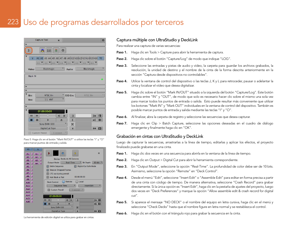 Uso de programas desarrollados por terceros | Blackmagic Design DeckLink Studio 4K Capture & Playback Card User Manual | Page 223 / 295