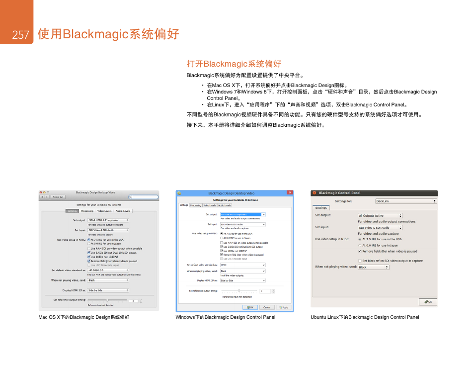 使用blackmagic系统偏好, 打开blackmagic系统偏好 | Blackmagic Design DeckLink Studio 4K Capture & Playback Card User Manual | Page 257 / 295