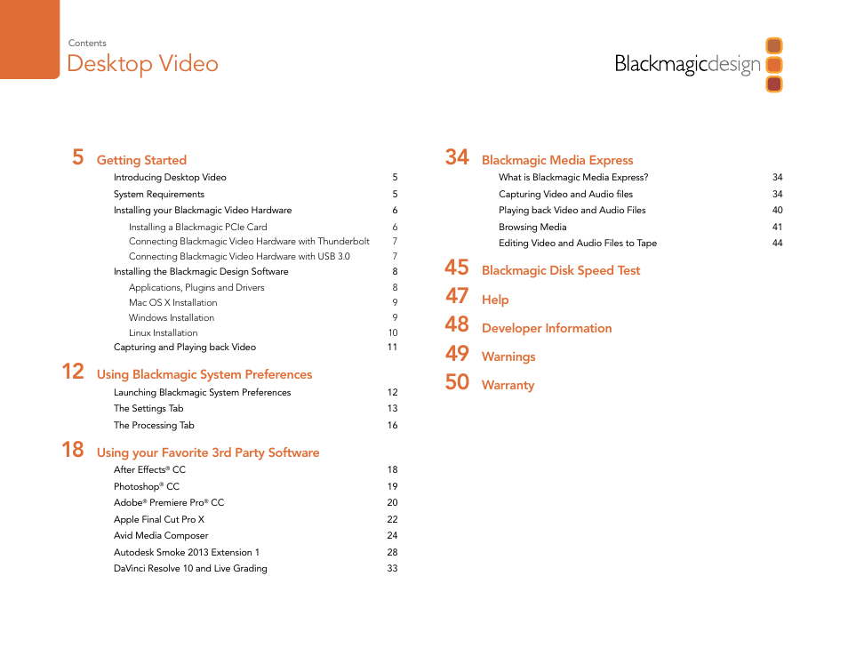 Desktop video | Blackmagic Design DeckLink Studio 4K Capture & Playback Card User Manual | Page 4 / 295