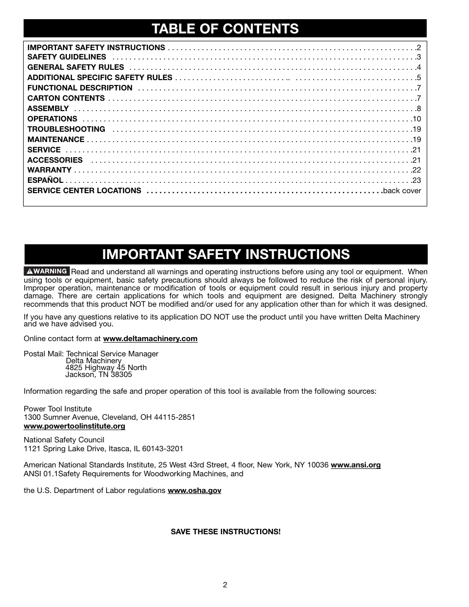 Delta 36-412 User Manual | Page 2 / 23