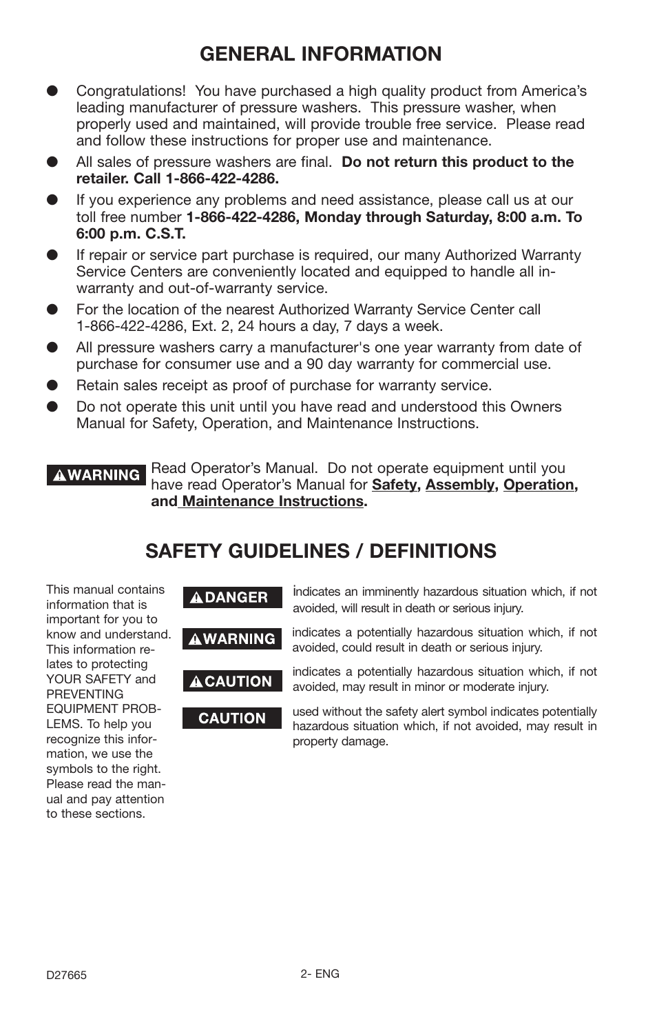 Safety guidelines / definitions, General information | Delta D1600e User Manual | Page 2 / 14