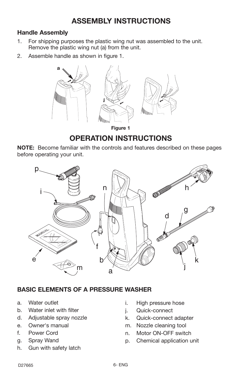 Assembly instructions, Ib j, Operation instructions | Delta D1600e User Manual | Page 6 / 14